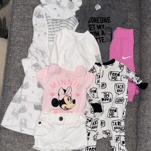 Carters, Disney, nike, gerber 0-3 month baby girl clothing lot